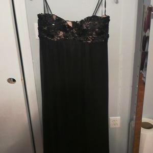 Black floor length spaghetti strap dress